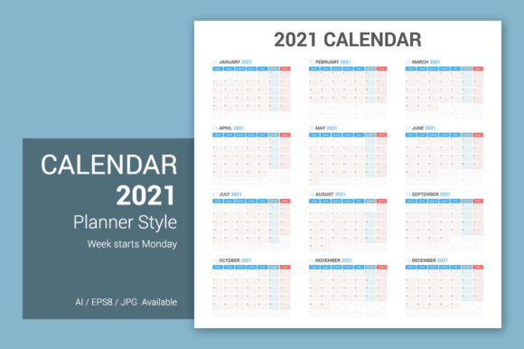 Download Calendar 2021 Planner Monday Starts - 2021 planner Collection