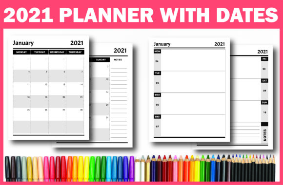 Download 2021 Planner with Dates Ready for KDP - 2021 planner Collection