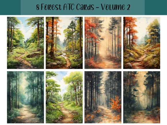 Download 8 Forest ATC Cards for Junk Journals - Junk journals Collection