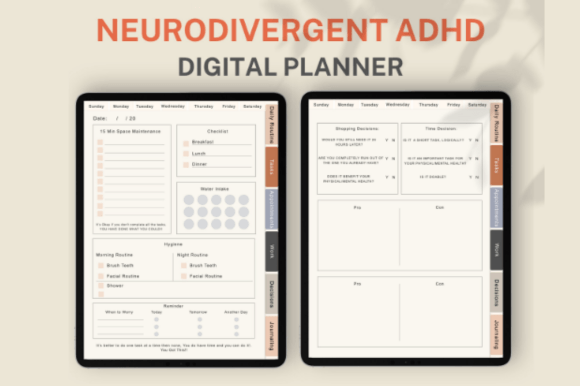 Download Adhd Digital Planner, Adhd Daily Planner - Digital planner Collection
